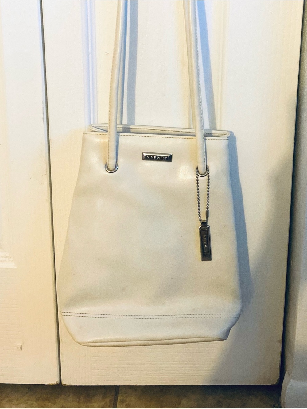 Nine West Cream Shoulder Bag with Silver Hardware